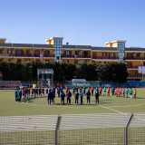 Avvicinandoci al campo in erba sintetica notiamo le tre squadre di Bitetto, Ruvo di Puglia e Ceglie Messapica...